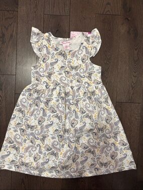 Tommy Bahama White Butterfly Print Dress with Yellow and Gray Accents